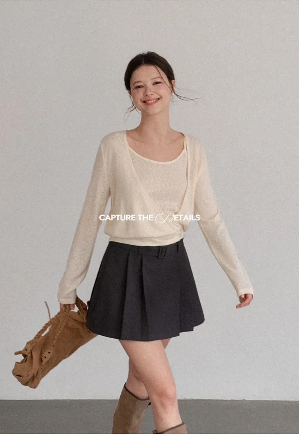 Cropped Wrap Front Cardigan with Button Closure