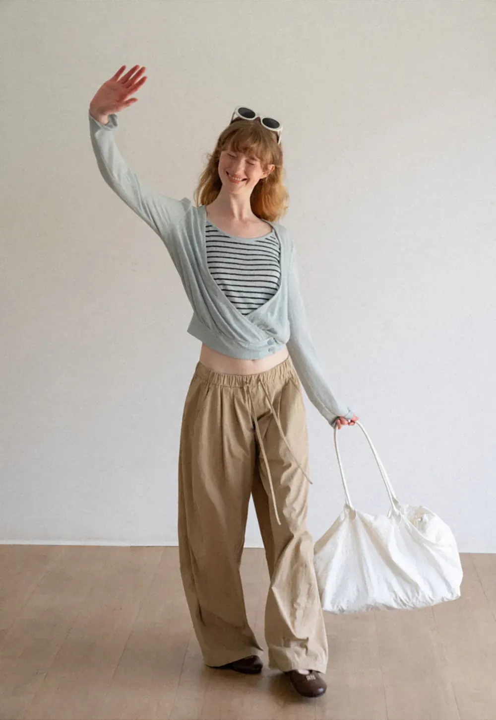 Cropped Wrap Front Cardigan with Button Closure