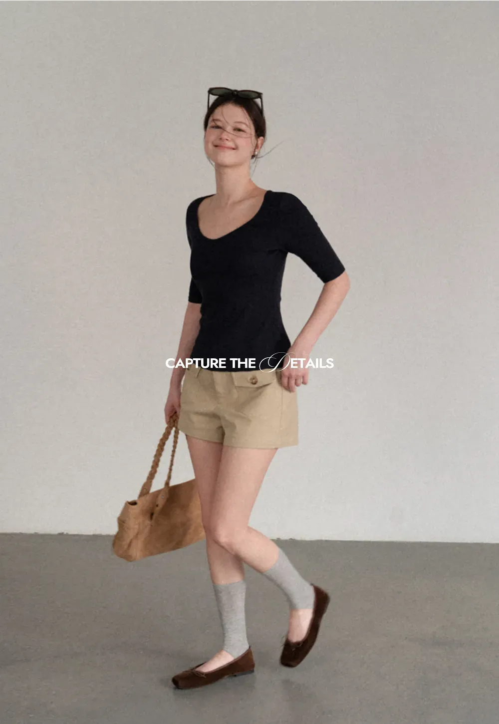 V Neck Ribbed Knit Short Sleeve T Shirt