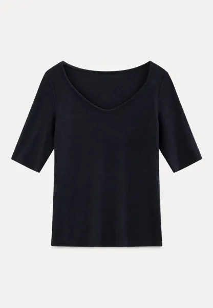 V Neck Ribbed Knit Short Sleeve T Shirt