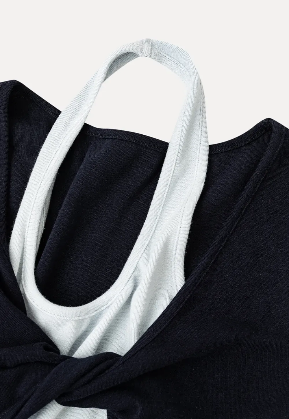 Twisted Front Knot Long Sleeve Layered Top