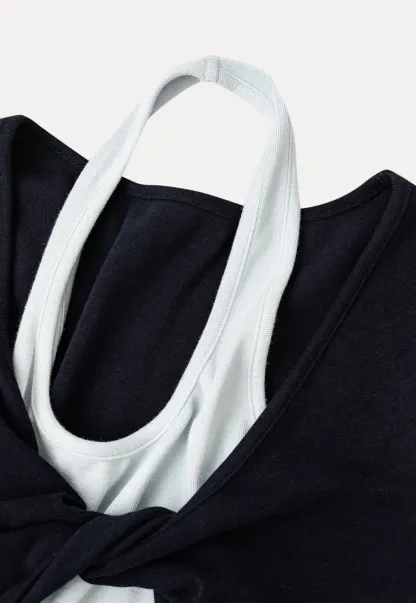 Twisted Front Knot Long Sleeve Layered Top