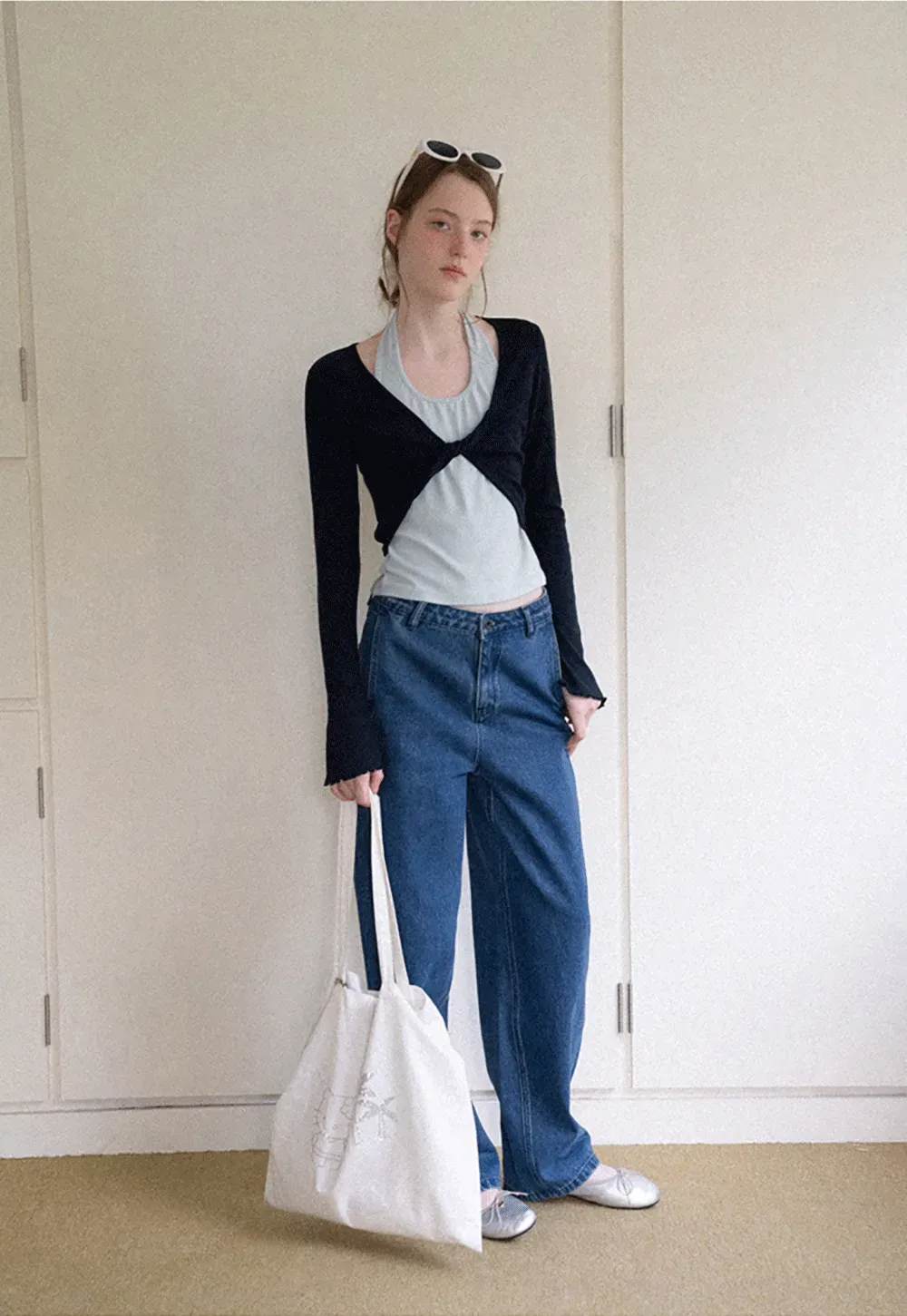 Twisted Front Knot Long Sleeve Layered Top