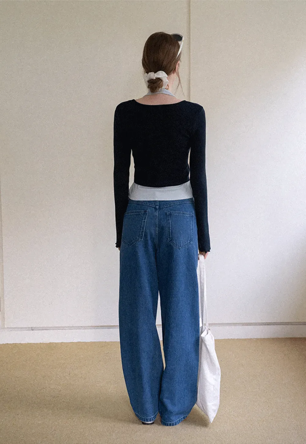 Twisted Front Knot Long Sleeve Layered Top