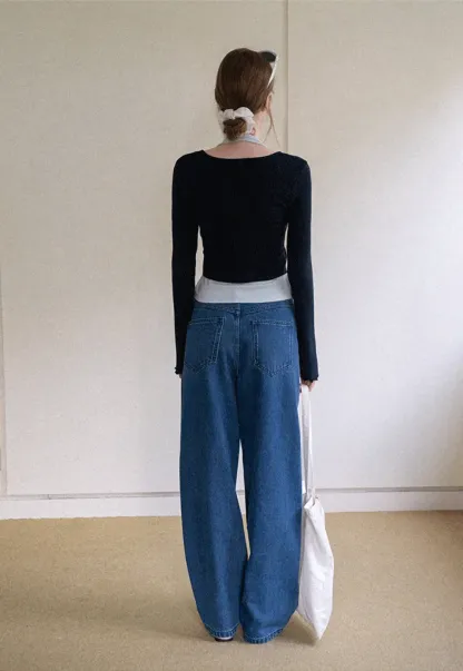 Twisted Front Knot Long Sleeve Layered Top