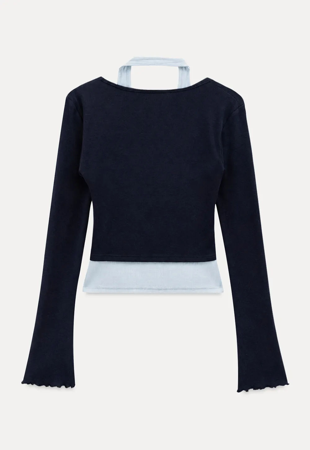 Twisted Front Knot Long Sleeve Layered Top