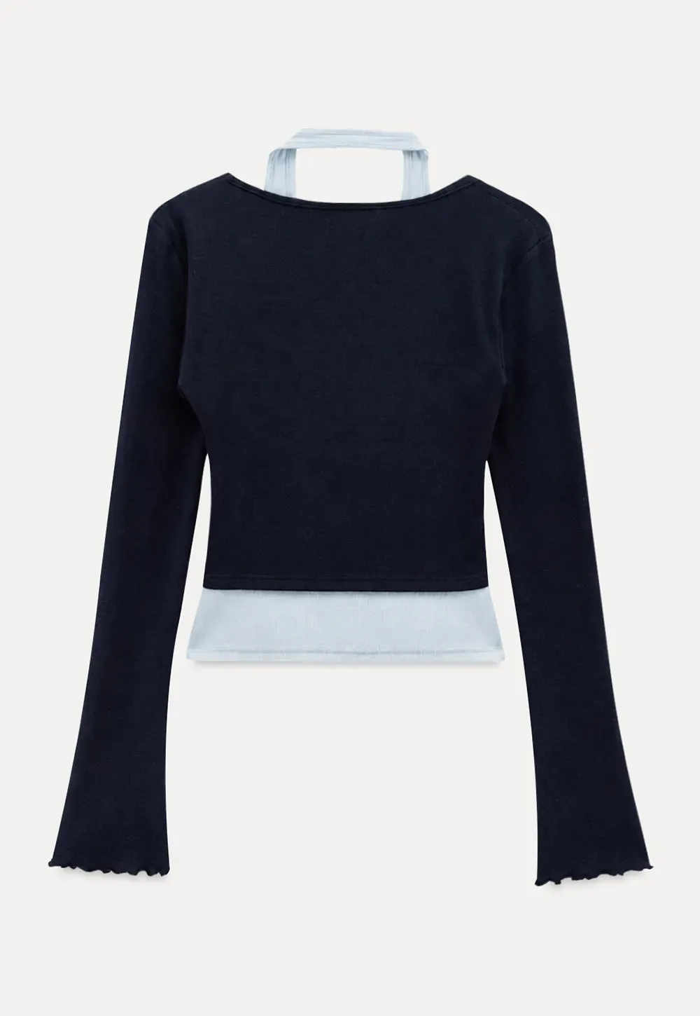 Twisted Front Knot Long Sleeve Layered Top
