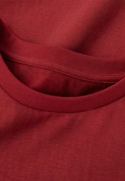 Cotton Tee with Script Print and Rounded Hem