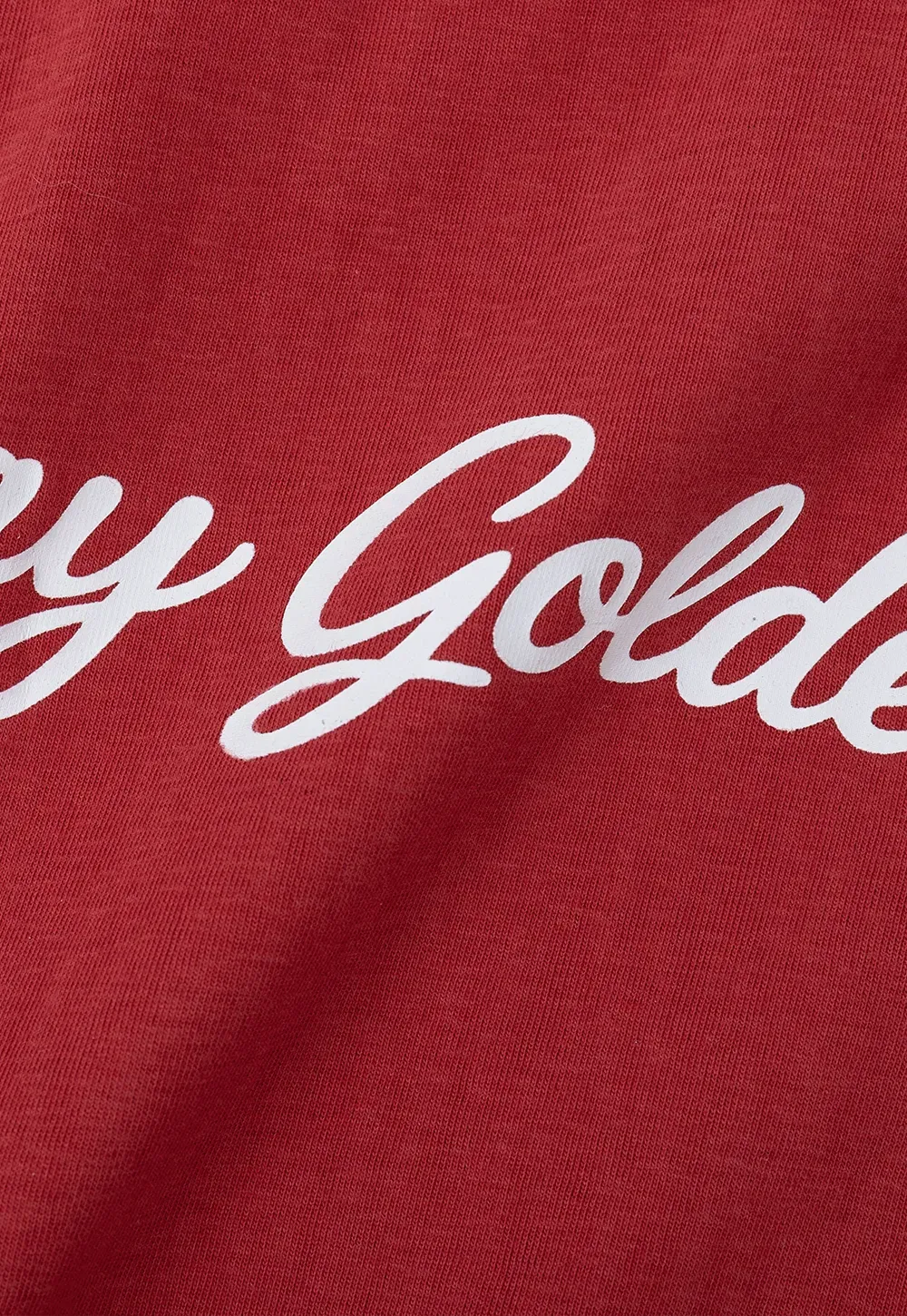 Cotton Tee with Script Print and Rounded Hem