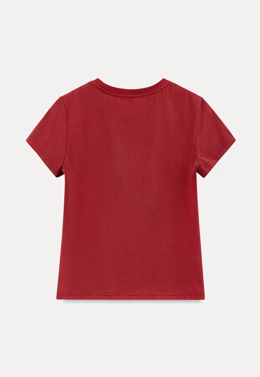 Cotton Tee with Script Print and Rounded Hem