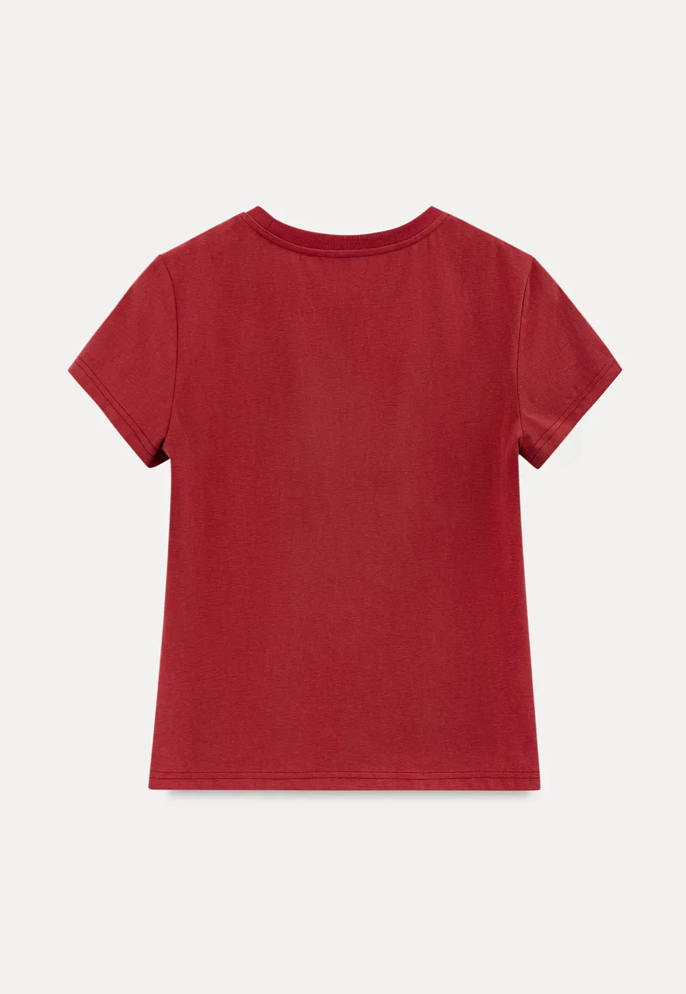Cotton Tee with Script Print and Rounded Hem