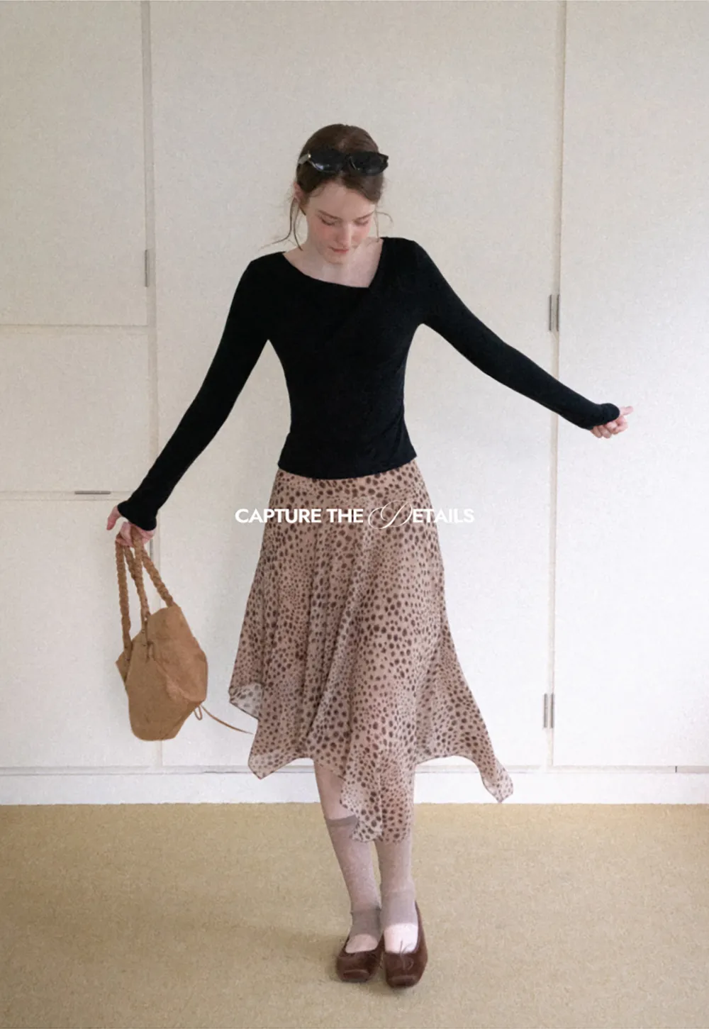 Asymmetrical Wrap Neck Long Sleeve Top