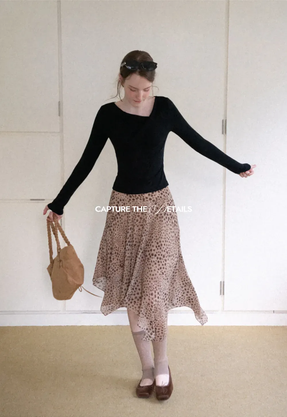 Asymmetrical Wrap Neck Long Sleeve Top