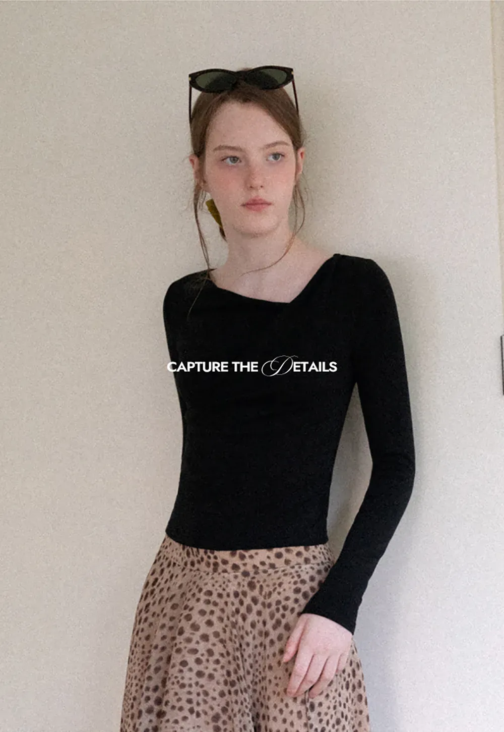 Asymmetrical Wrap Neck Long Sleeve Top