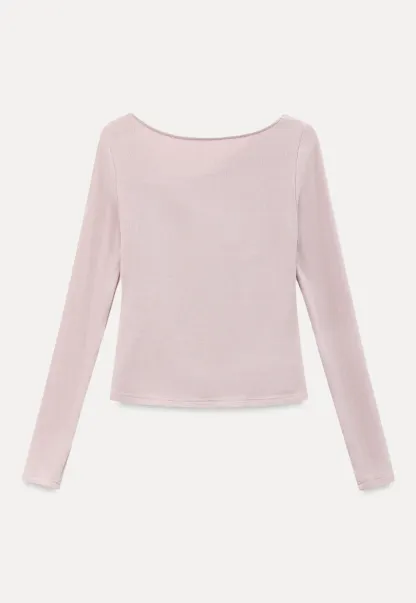 Asymmetrical Wrap Neck Long Sleeve Top