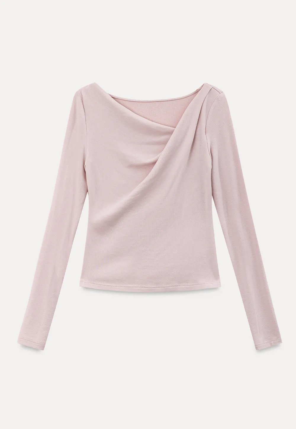 Asymmetrical Wrap Neck Long Sleeve Top