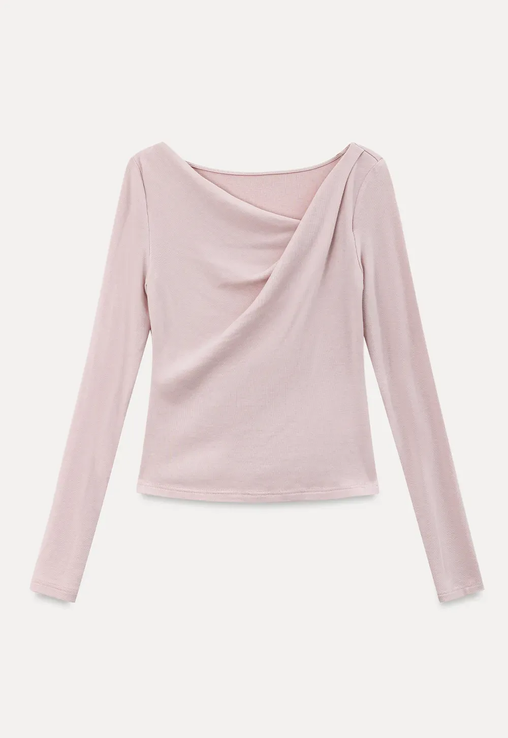 Asymmetrical Wrap Neck Long Sleeve Top