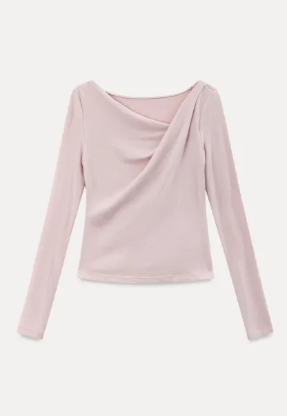 Asymmetrical Wrap Neck Long Sleeve Top