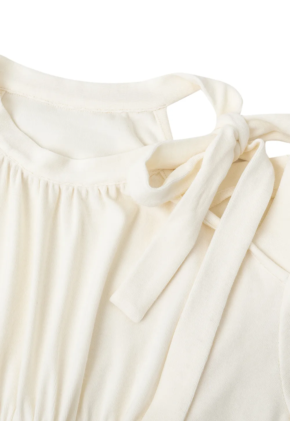 Cold Shoulder Ruched Neck Long Sleeve Top