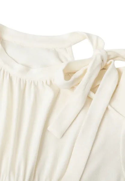 Cold Shoulder Ruched Neck Long Sleeve Top