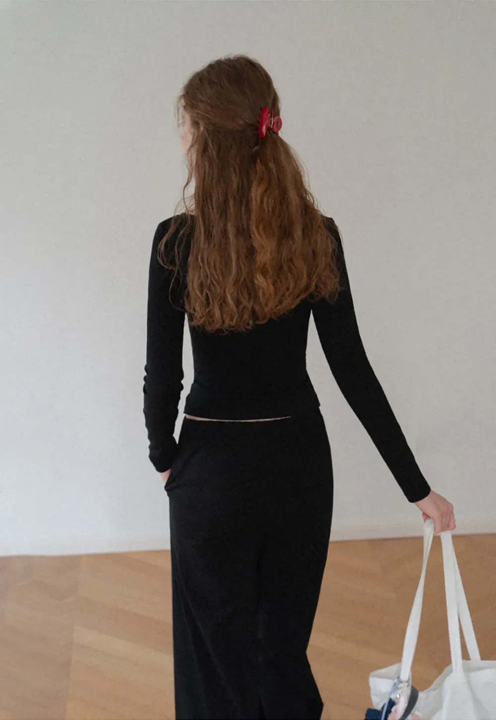 V Neck Layered Long Sleeve Top and Wide Leg Pants