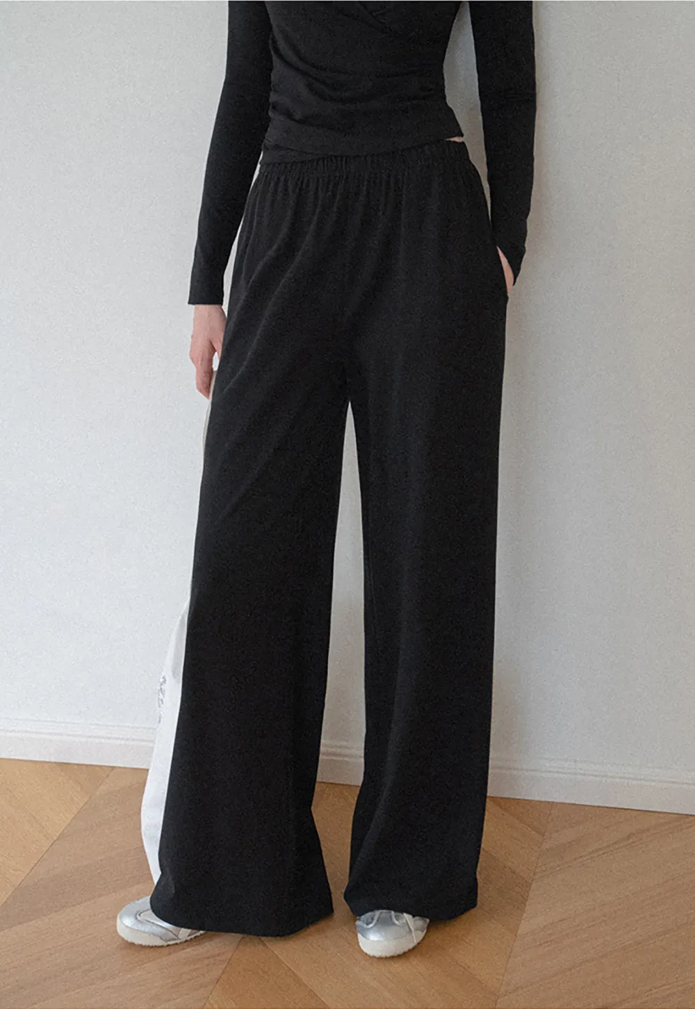 V Neck Layered Long Sleeve Top and Wide Leg Pants