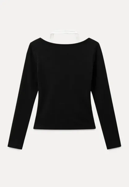 V Neck Layered Long Sleeve Top and Wide Leg Pants