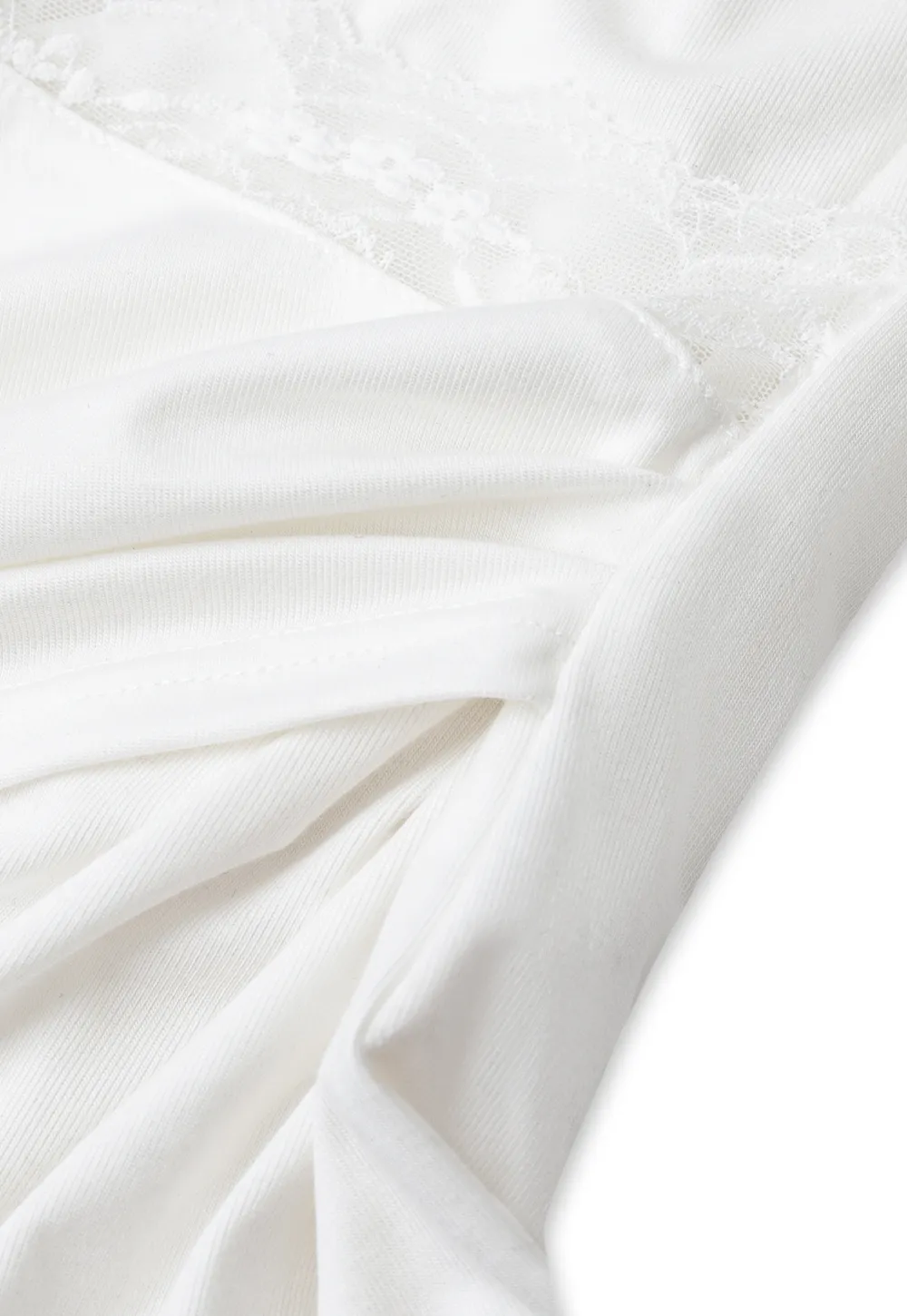 Lace Trim Draped Sleeve Button Front Top