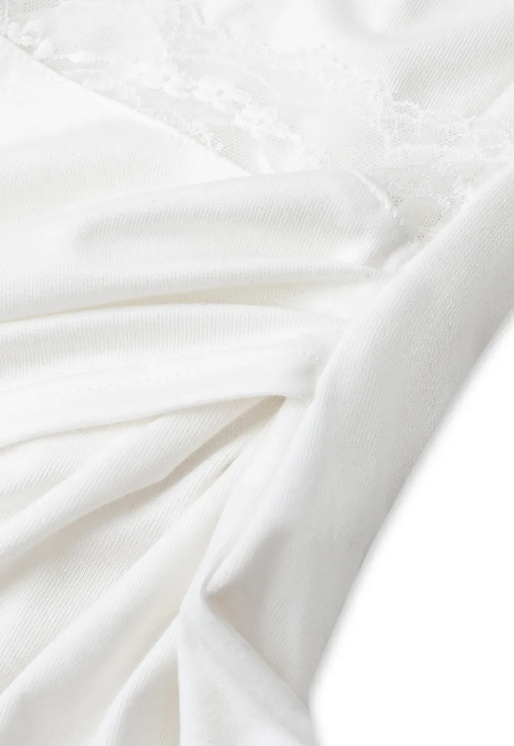 Lace Trim Draped Sleeve Button Front Top