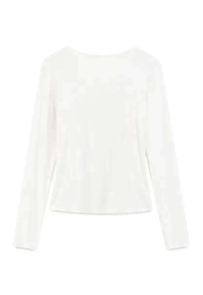 Lace Trim Draped Sleeve Button Front Top