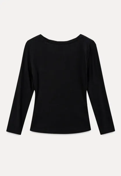 V Neck Three Quarter Sleeve Fitted T Shirt