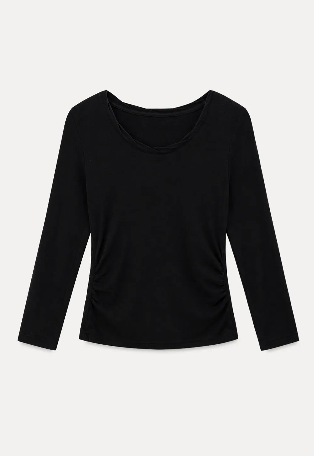 V Neck Three Quarter Sleeve Fitted T Shirt