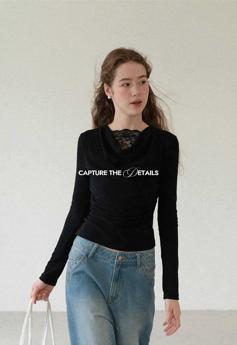 Lace Trim V Neck Long Sleeve Knit Top