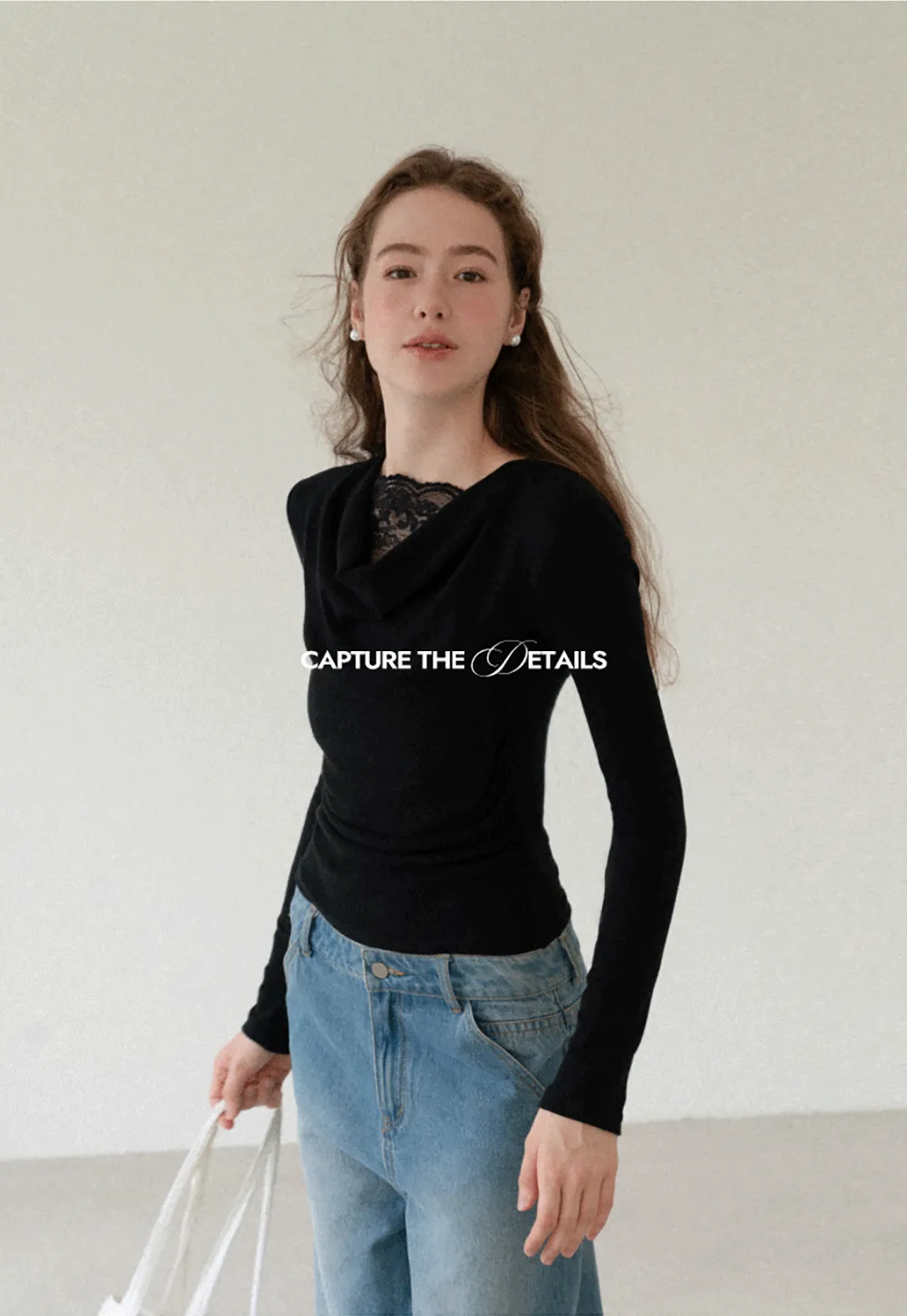 Lace Trim V Neck Long Sleeve Knit Top