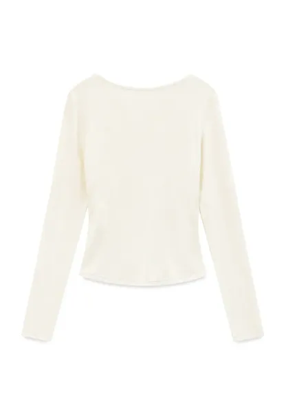 Lace Trim V Neck Long Sleeve Knit Top