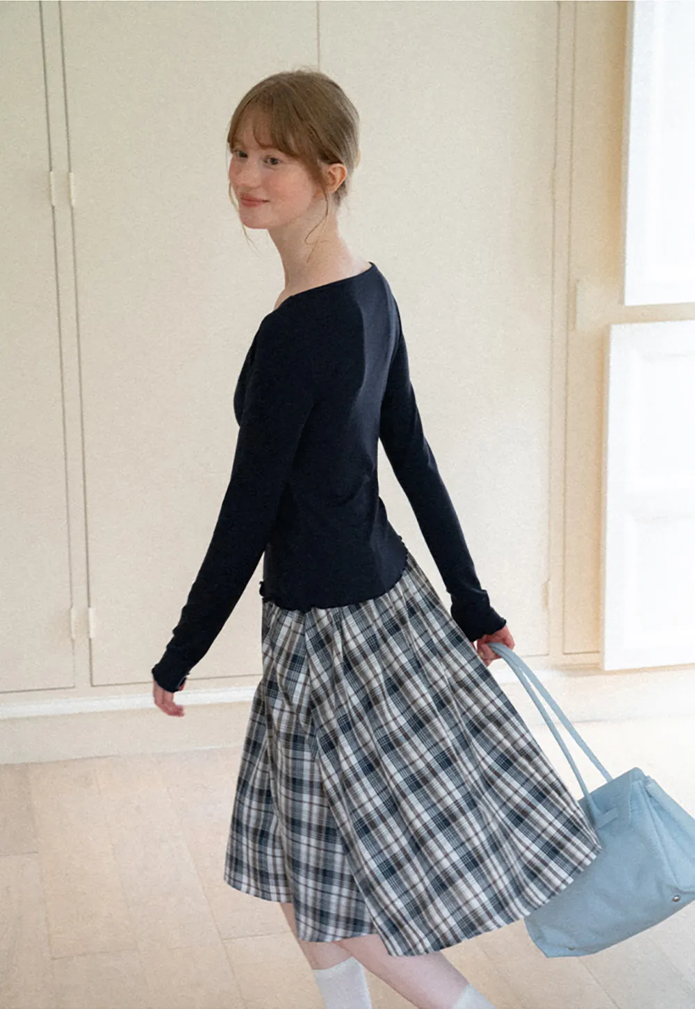 Square Neck Long Sleeve Knit Top