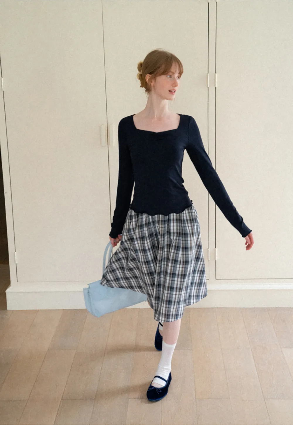 Square Neck Long Sleeve Knit Top