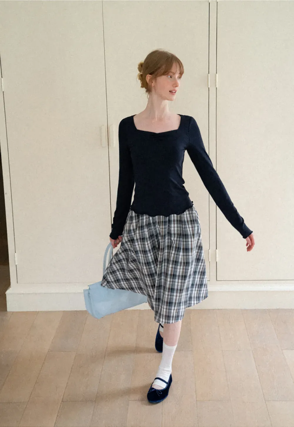Square Neck Long Sleeve Knit Top