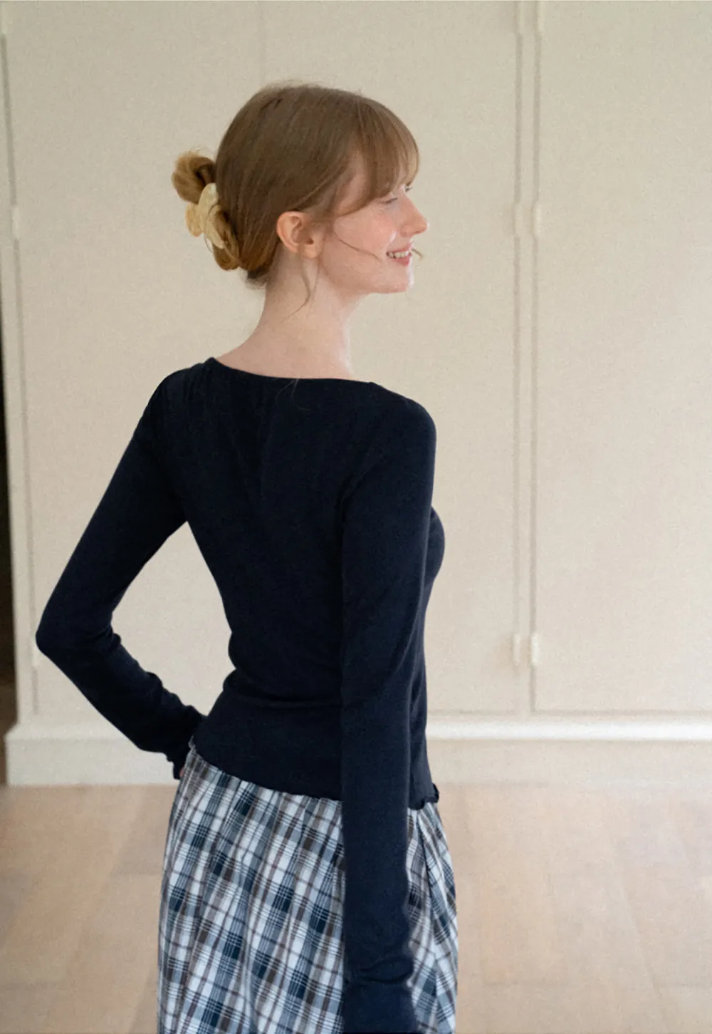 Square Neck Long Sleeve Knit Top