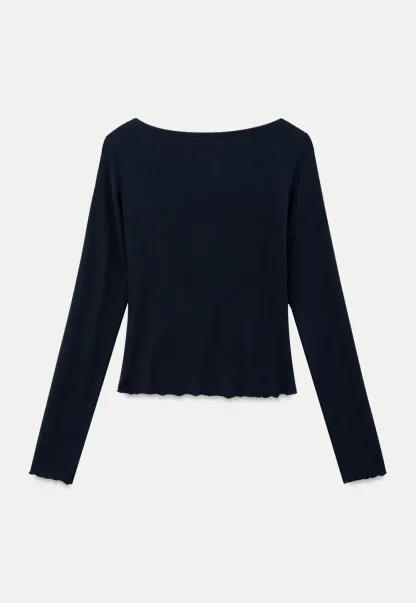 Square Neck Long Sleeve Knit Top