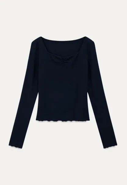 Square Neck Long Sleeve Knit Top