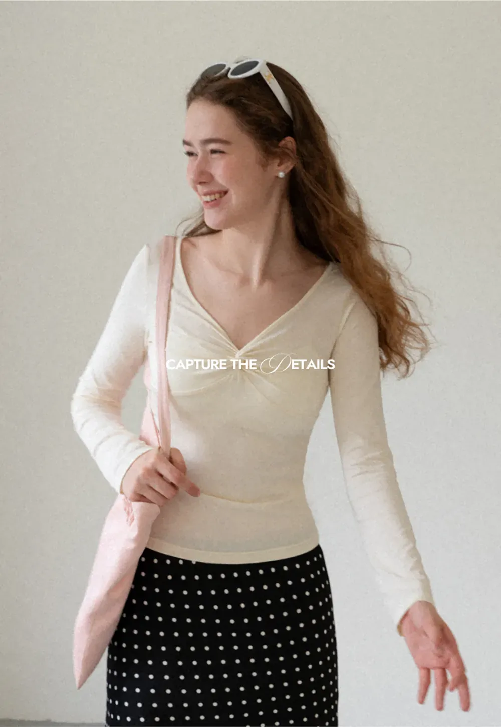 Lace Trim V Neck Twist Front Long Sleeve Top