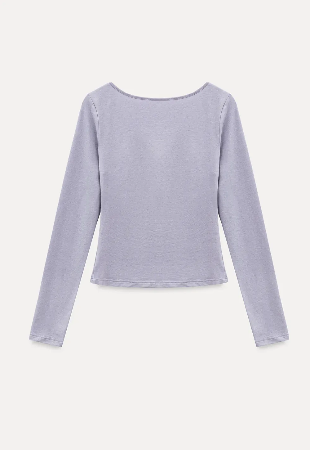 Lace Trim V Neck Twist Front Long Sleeve Top