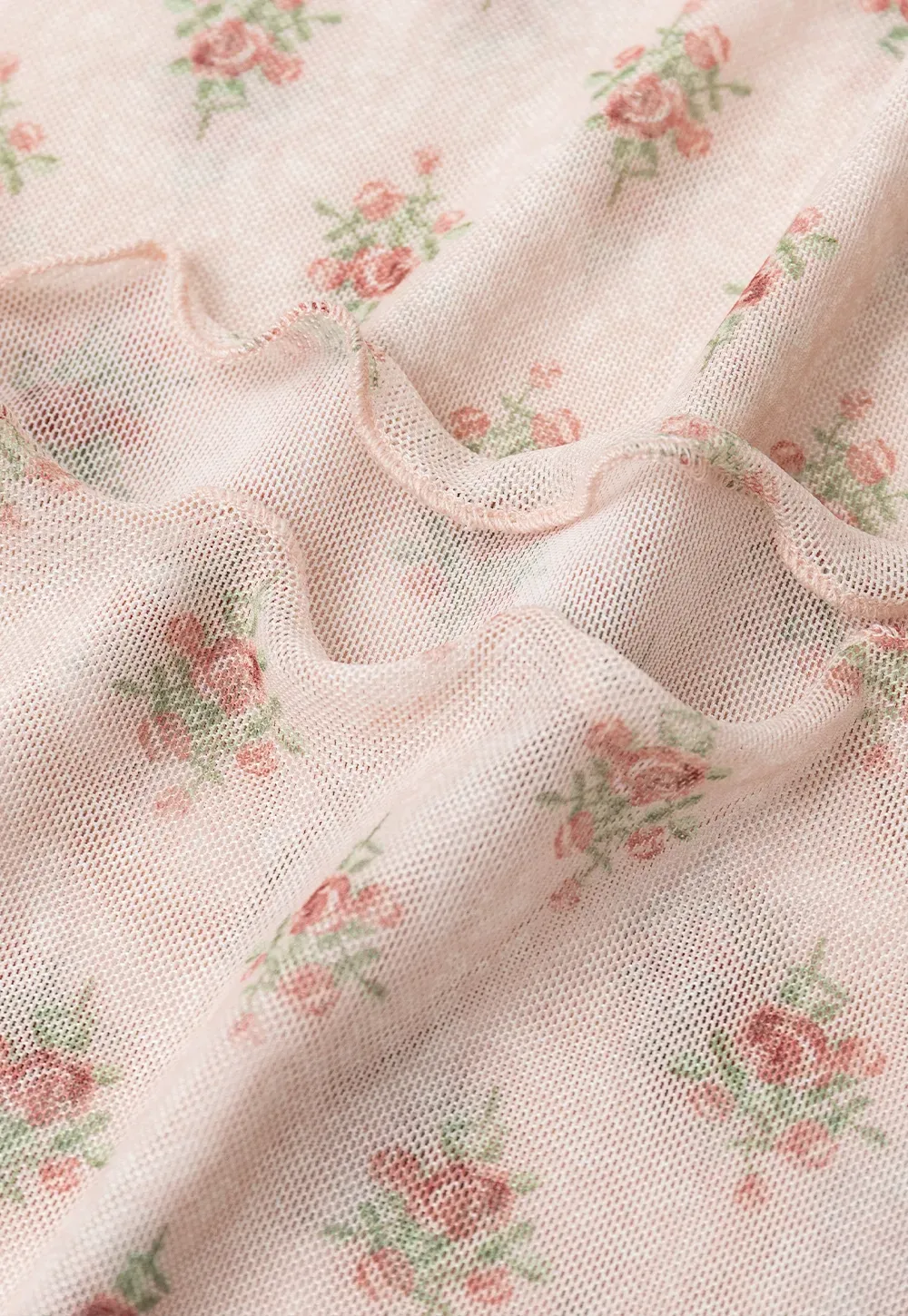 Floral Print Sheer Long Sleeve Wrap Top