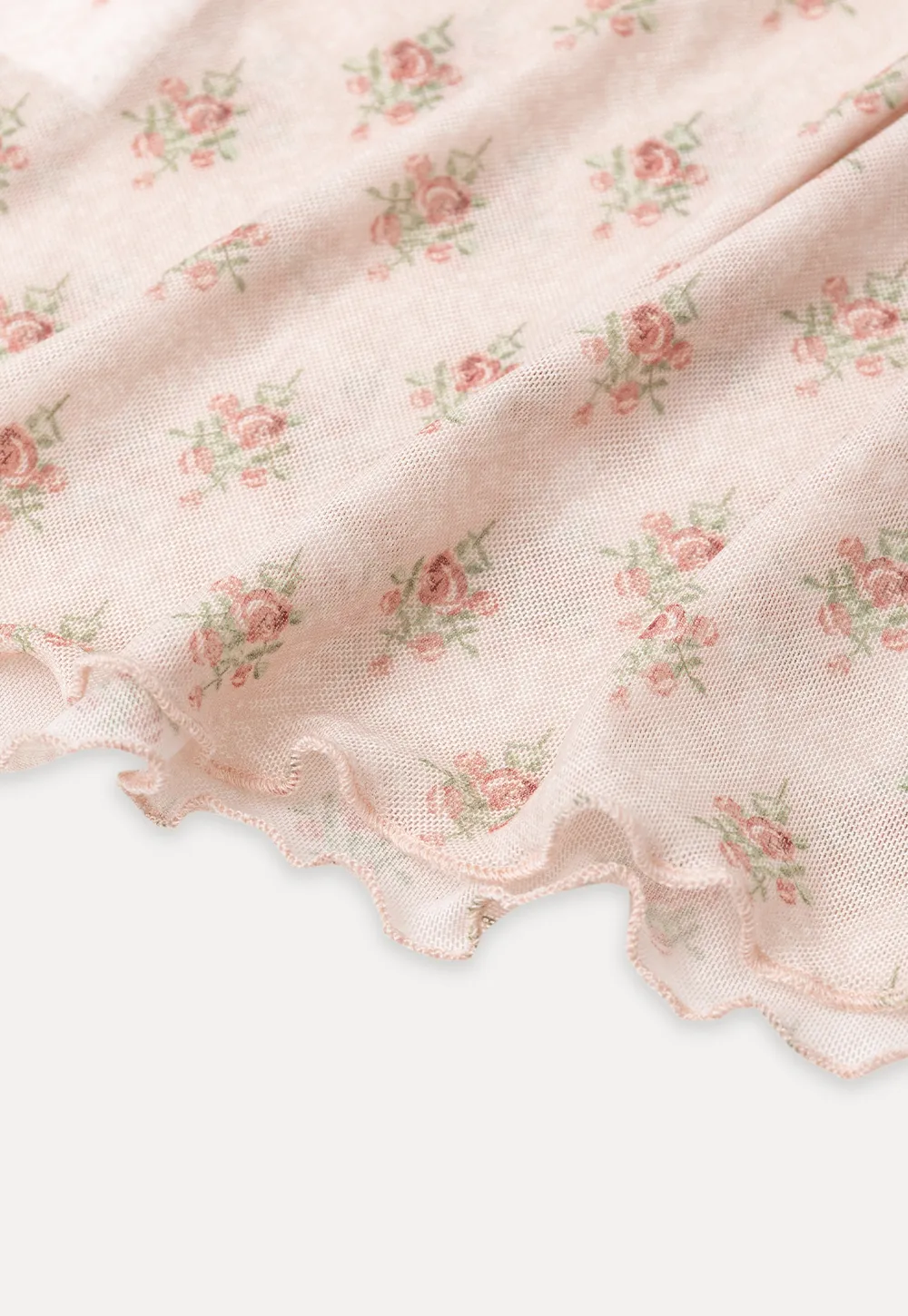 Floral Print Sheer Long Sleeve Wrap Top
