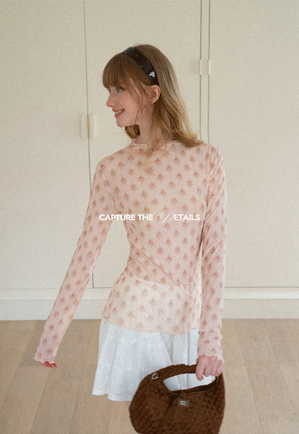Floral Print Sheer Long Sleeve Wrap Top