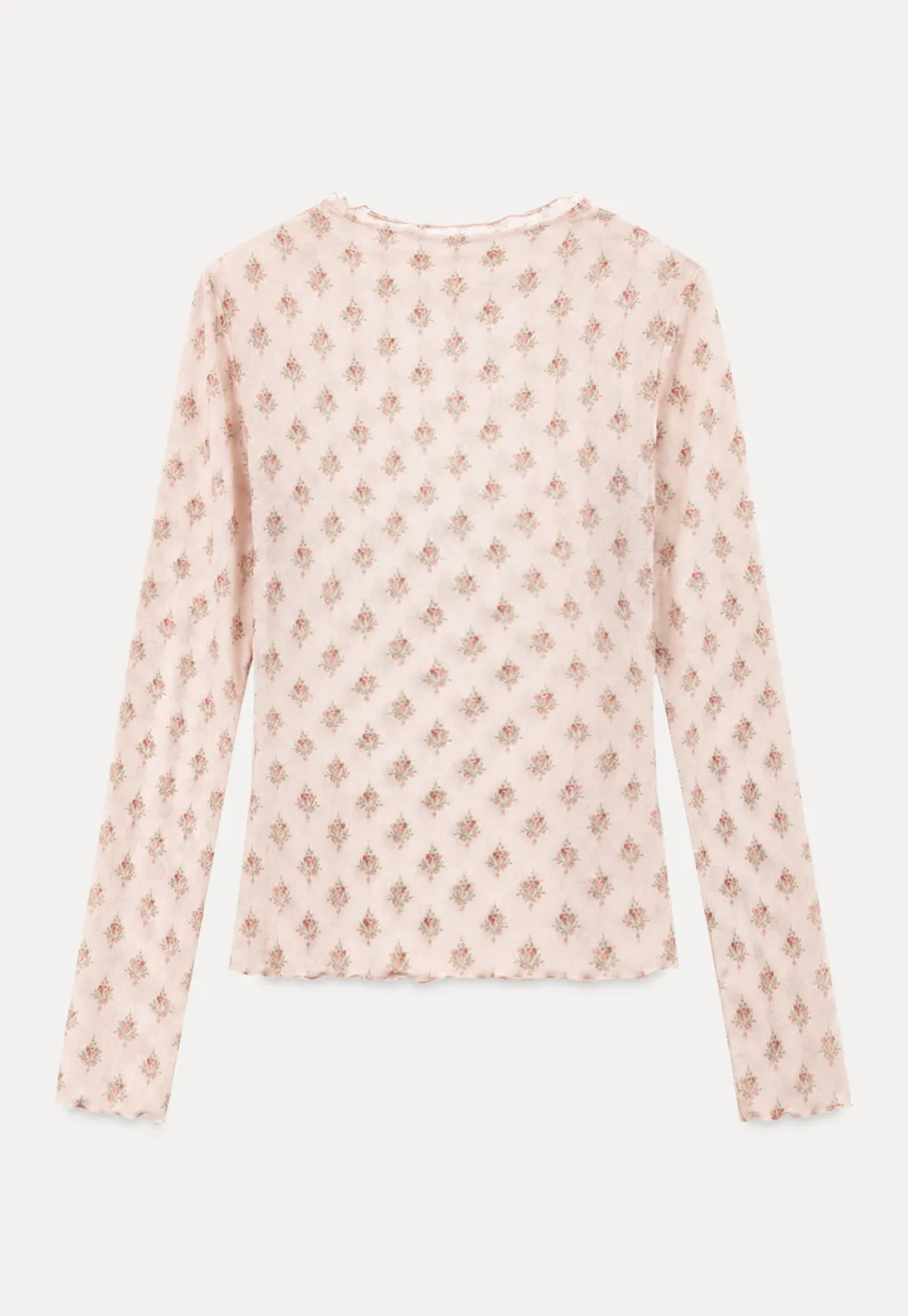 Floral Print Sheer Long Sleeve Wrap Top