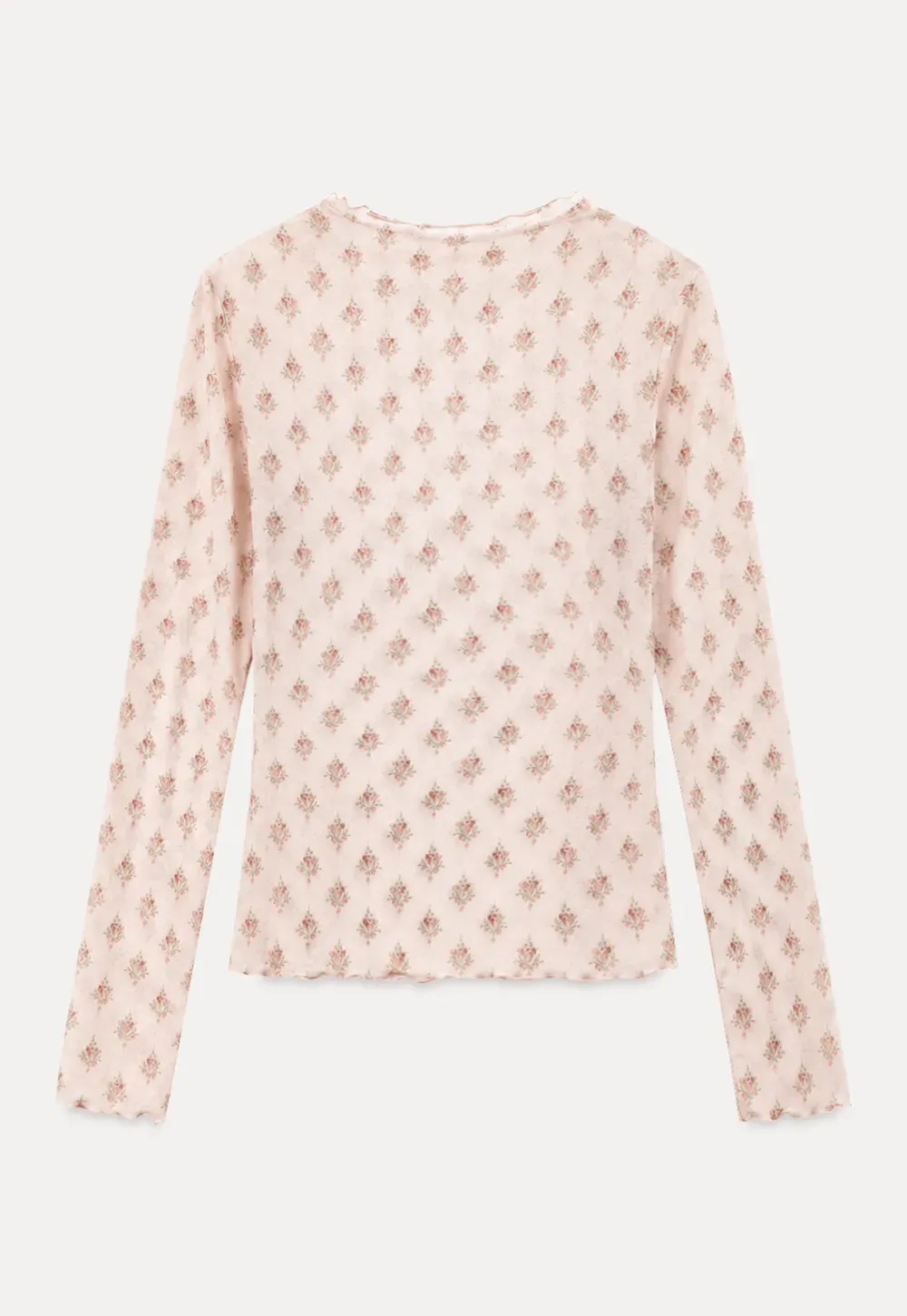 Floral Print Sheer Long Sleeve Wrap Top