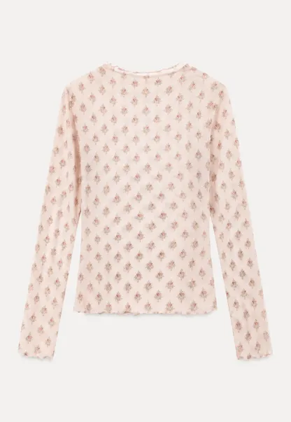 Floral Print Sheer Long Sleeve Wrap Top