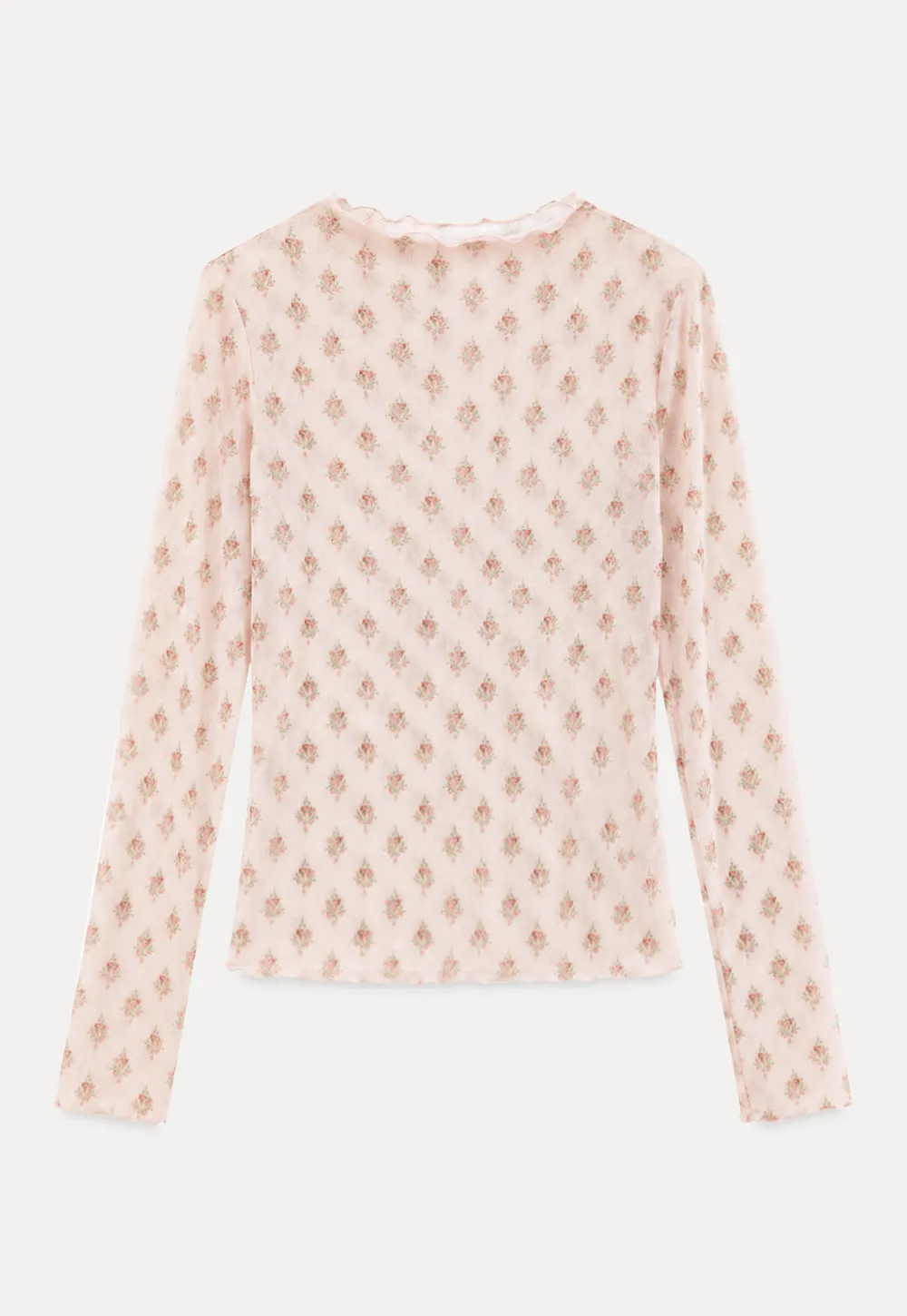Floral Print Sheer Long Sleeve Wrap Top